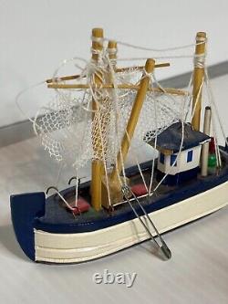 Lot 6 Miniature Wooden Christmas Ornaments Dollhouse Models Sailing Ships Boats