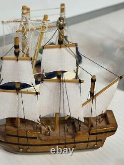 Lot 6 Miniature Wooden Christmas Ornaments Dollhouse Models Sailing Ships Boats