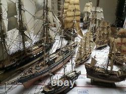 Lot of 20 Kit Model Ships Wood Ships Built Sail Boats