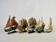 Lot Of 5 Handmade Wooden Sailing Ship Models Tall Vessel Boat Nautical Decor
