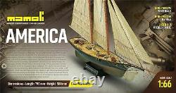 Mamoli MV26 Yacht America Wood Plank-On-Bulkhead Model Ship Kit Scale 1/66