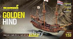 Mamoli MV30 Golden Hind- Wood Plank-On-Bulkhead Model Ship Kit Scale 1/53