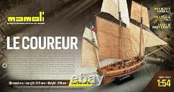 Mamoli MV38 Le Coureur Wood Plank-On-Frame Ship Model Kit 1/54 Scale