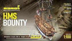 Mamoli MV52 HMS Bounty Wood Plank-On-Bulkhead Ship Model Kit Scale 1/100