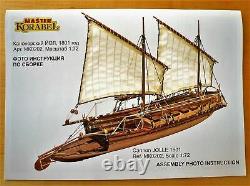 Master Korabel Cannon Jolle Gunboat 1801Plank-on-Bulkhead Wood Ship Model Kit