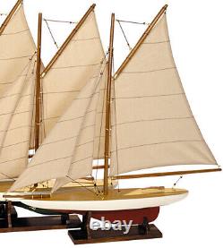 Mini Pond Yacht Sailboats Set of 4 Models 20 Wooden Nautical Boat Decor New