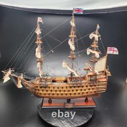 Mint H. M. S Victory 1805 Wood Model Ship Kit Built 30 INCHES LONG Huge Boat