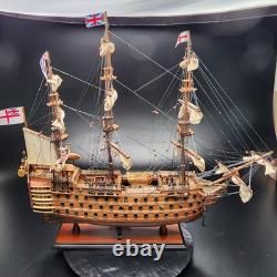 Mint H. M. S Victory 1805 Wood Model Ship Kit Built 30 INCHES LONG Huge Boat