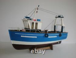 Model Fishing Boat Wooden Vessel 18 Handcrafted Finish On Cradle