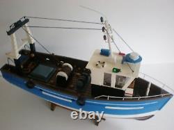 Model Fishing Boat Wooden Vessel 18 Handcrafted Finish On Cradle