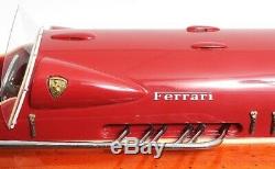 Model Motorboat Ferrari Hydroplane Boat Painted Red Solid Wood Leather Mah