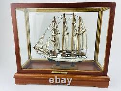 Model Ship Boat In Case J. S. Elcano Shane Martin Wooden Sails Vintage