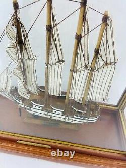 Model Ship Boat In Case J. S. Elcano Shane Martin Wooden Sails Vintage