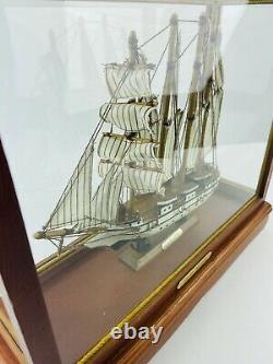 Model Ship Boat In Case J. S. Elcano Shane Martin Wooden Sails Vintage