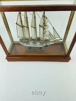 Model Ship Boat In Case J. S. Elcano Shane Martin Wooden Sails Vintage