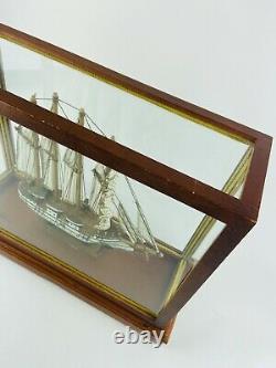 Model Ship Boat In Case J. S. Elcano Shane Martin Wooden Sails Vintage