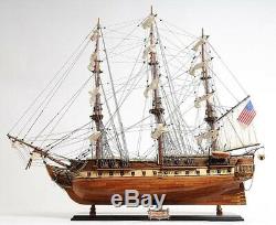 Model Ship Traditional Antique Uss Constitution Boats Sailing Wood Base E