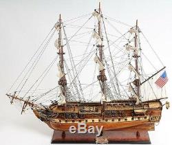 Model Ship Traditional Antique Uss Constitution Boats Sailing Wood Base E