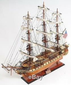 Model Ship Traditional Antique Uss Constitution Boats Sailing Wood Base E