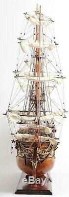 Model Ship Traditional Antique Uss Constitution Boats Sailing Wood Base E