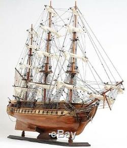 Model Ship Traditional Antique Uss Constitution Boats Sailing Wood Base E