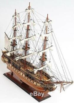 Model Ship Traditional Antique Uss Constitution Boats Sailing Wood Base E