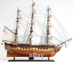 Model Ship Traditional Antique Uss Constitution Boats Sailing Wood Base E