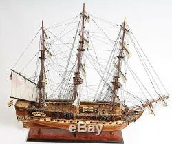 Model Ship Traditional Antique Uss Constitution Boats Sailing Wood Base E