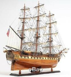 Model Ship Traditional Antique Uss Constitution Boats Sailing Wood Base E