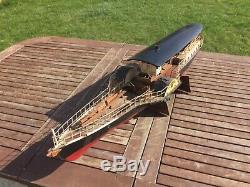 Model boat, 3 ft long paddle steamer vintage model