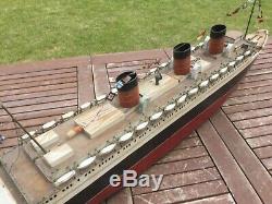 Model boat. Bassett lowke. Queen Mary. 40 inches long. Original electric motor