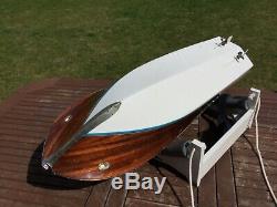 Model boat. Plank on frame built Riva speedboat