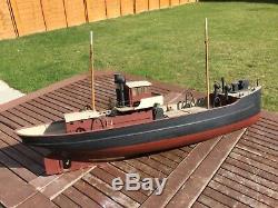 Model boat. Vintage 1950s wooden plank 3ft model