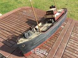 Model boat. Vintage 1950s wooden plank 3ft model