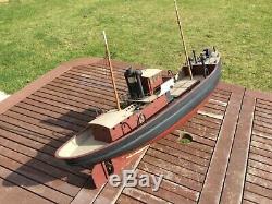 Model boat. Vintage 1950s wooden plank 3ft model