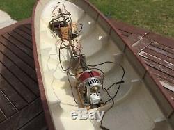 Model boat. Vintage 1950s wooden plank 3ft model