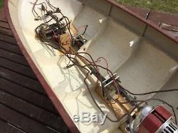 Model boat. Vintage 1950s wooden plank 3ft model