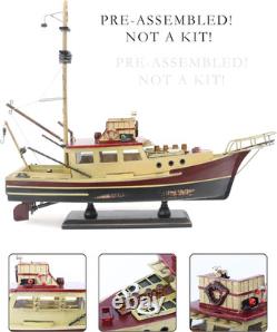 NAUTIMALL Jaws Orca Wooden Ship Model Shark Fishing Boat Pre-Assembled Antique