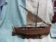 Nice! Rare Vintage Wood Model Fishing / Sail Boat On Base #2514