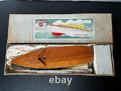 NOS 1950s Japanese Toy Wood Model Boat Kit W Imp Impy 7095 Sailboat just opened