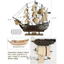 Nautical Decor Wooden Black Pearl Pirate Ship Model