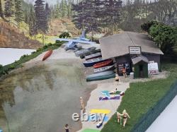 New Built Ho Boat House Beach Scene 4 Train Layout Canoe Float Water Plane