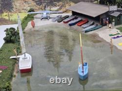 New Built Ho Boat House Beach Scene 4 Train Layout Canoe Float Water Plane