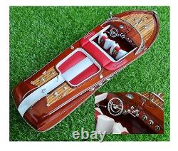 New Riva Aquarama 21 Scale 116 Red Seat Quality Wood Model Boat Top Shelf Gift