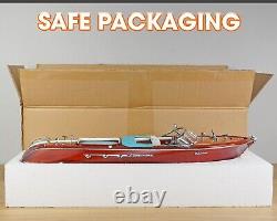 New Riva Aquarama 21 White-Blue Seat Quality Wood Model Boat Christmas Decor