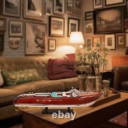 New Riva Aquarama 21 White-Blue Seat Quality Wood Model Boat Christmas Decor