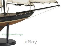 Newport Sloop Wooden Model Boat 39 Antiqued Finish Sailboat Nautical Decor New