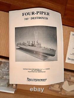 Nib Bluejacket Ship Crafters Four Piper 310' Destroyer Boat Wood Model Kit