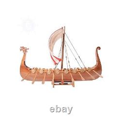 Old Modern Handicrafts Collectible Drakkar Viking Wooden Model Boat, Natural