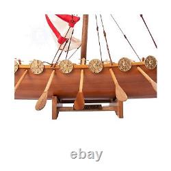 Old Modern Handicrafts Collectible Drakkar Viking Wooden Model Boat, Natural